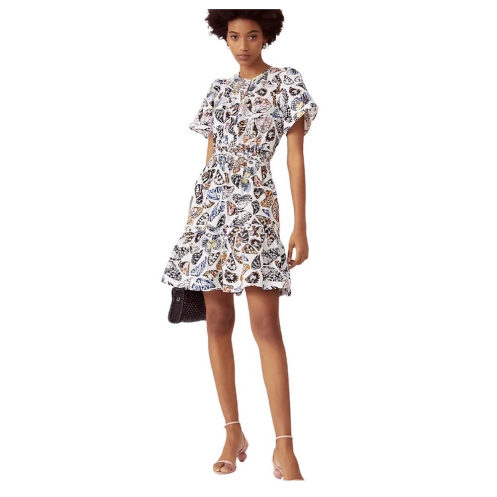 ANTHROPOLOGIE The Somerset Mini Dress Ivory Butterfly